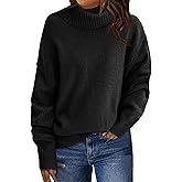 Saodimallsu Womens Turtleneck Sweaters Long Sleeve Casual Soft Knit Loose Fit Basic Fall Pullover Sweater Tops