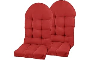 PNP HWJIAJU Adirondack Chair Cushion, Rocking Chair Cushion 44x19.4x4 inch, High Back Patio Cushions of Upper and Lower with Ties, Sunscreen and Fade-Resistant (Red, 2)