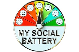 Arturbo For Social Battery Pin,My Social Battery Creative Cool Introvert Lapel Pin ,360° Rotation Creative Fun Enamel Emotional Pins Emotion Mood Expressing Pins 7 days a week Brooch for Backpacks Hats Gifts Decoration