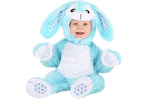 FUN COSTUMES Cozy Blue Bunny Baby Costume | Soft Jumpsuit With Mitts & Booties | Hop Into Holiday Fun