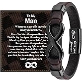 GBTBYS To My Son/Grandson/Man/Dad Bracelet, Valentines Day Gifts for Him, Son Gifts from Mom, Leather Bracelet Birthday Gifts for Boyfriend Husband Nephew