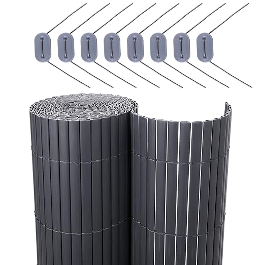 title=Songmics PVC Canniccio Frangivista Grigio 80 x 500 cm GPF085G
