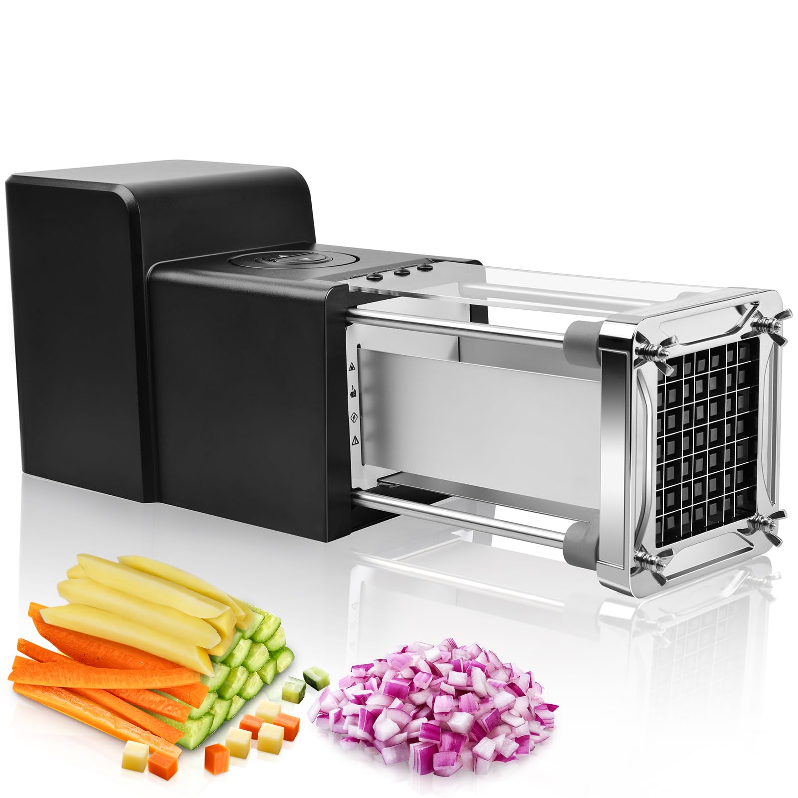 Potato Chipper Electric, Sopito Potato Chip Cutter Stainless Steel, Professional Electric French Fry Cutter with 1/2 Inch Blade, Great for Potatoes, Carrots, Cucumbers, Onions