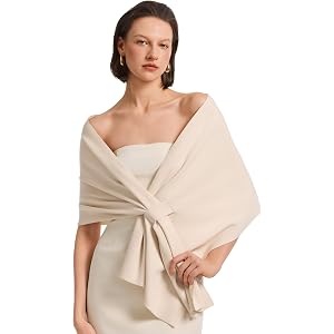 PULI Women's Pashmina Shawl Wraps for Evening Dress Pull Through Scarf | Soft Viscose Blend Shoulder Wrap Wedding Bridal Form