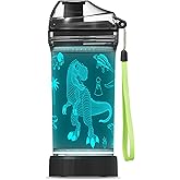 OkiyiD Kids Water Bottle, Dinosaur-themed Light-Up Sport Cup with 3D Glowing LED Dinosaur Light – 14 OZ Tritan BPA-Free - Camping, and Holidays (Dinosaur)…