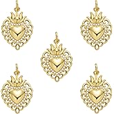 LEGENTLISUR 5pcs Heart Charms for Jewelry Making Mini Gold Charms Brass Pendant with Jump Rings for Bracelets Necklaces Earrings Keychain Crafts DIY