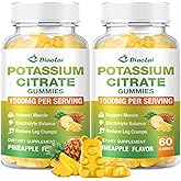 Potassium Citrate 1500mg Gummies - Potassium Supplement for Women & Men, Supports Leg Cramp Relief & Muscle Health, Vegan, Pineapple Flavor (120 Count)