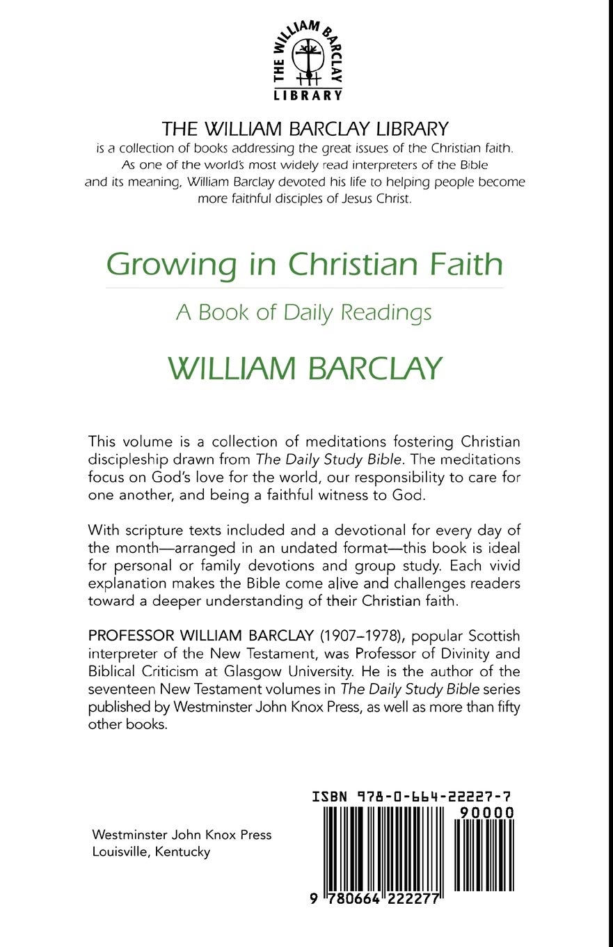 Growing In Christian Faith The William Barclay Library Barclay William 9780664222277 Amazon Com Books