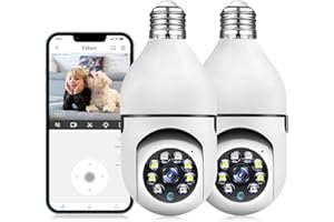 2PCS/3MP Light Bulb Security Camera Wireless Indoor, 2.4G/5G WiFi Surveillance Camera, 360°Pan-Tilt Bulb Camera with Human Mo