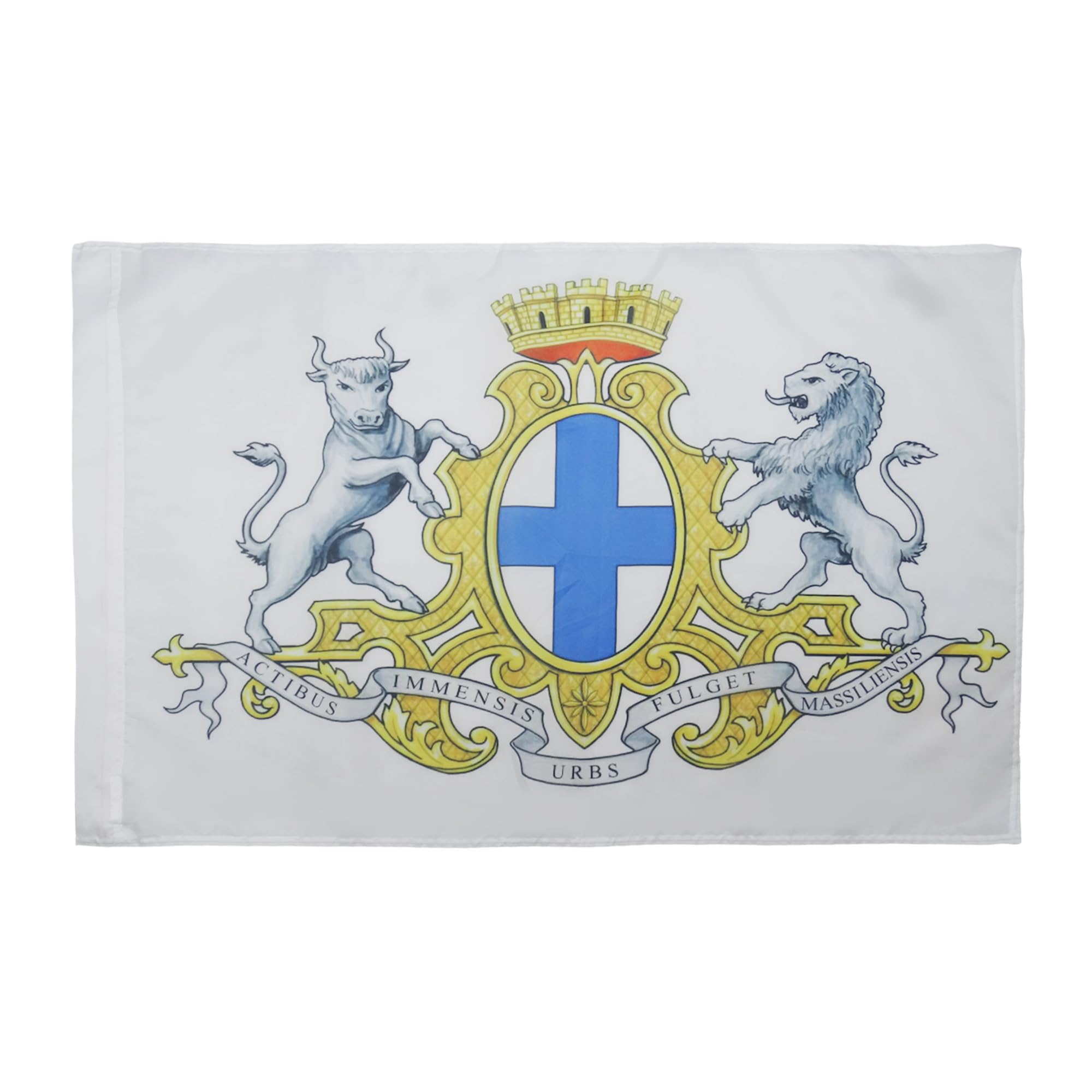 AZ FLAG - Marseille Coat of arms Flag - 2x3 Ft - Marseilles Banner with Sleeve - 100% Polyester - Fade Resistant - Vivid Colors - 2' x 3' Feet - 90x60 Cm