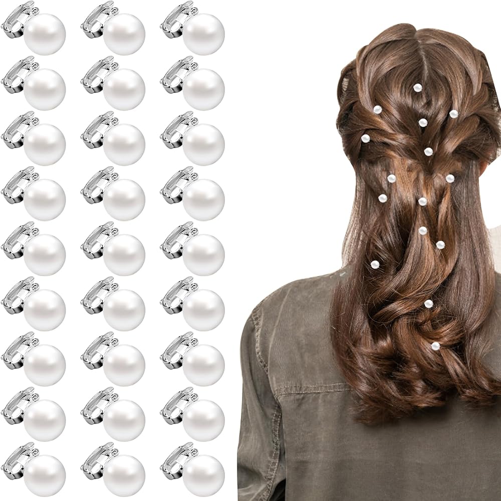 CANIPHA 30Pcs Pearl Hair Clips White Hair Pins Women Brides Barrettes