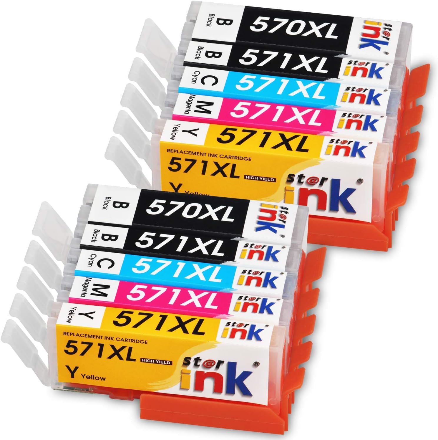 Starink Compatible for Canon PGI-570XL CLI-571 PGI 570 CLI 571 XL Ink Cartridges for Canon PIXMA MG5750 MG5751 MG5752 MG5753 MG6850 MG6851 MG6852 MG6853 TS5050 TS5051 TS5053 TS6050 TS6051 TS6052