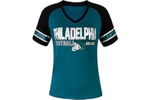 FANSAMER Womens City Football Fans Vintage Sporty V Neck Tee Shirts - Green & Black