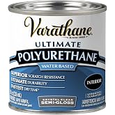 Varathane Water-Based Ultimate Semi-Gloss Polyurethane | Water-Based, Crystal Clear Interior Wood Protection, Fast Dry Time, Scratch Resistance, Covers Up to 62 Sq Ft, Half Pint