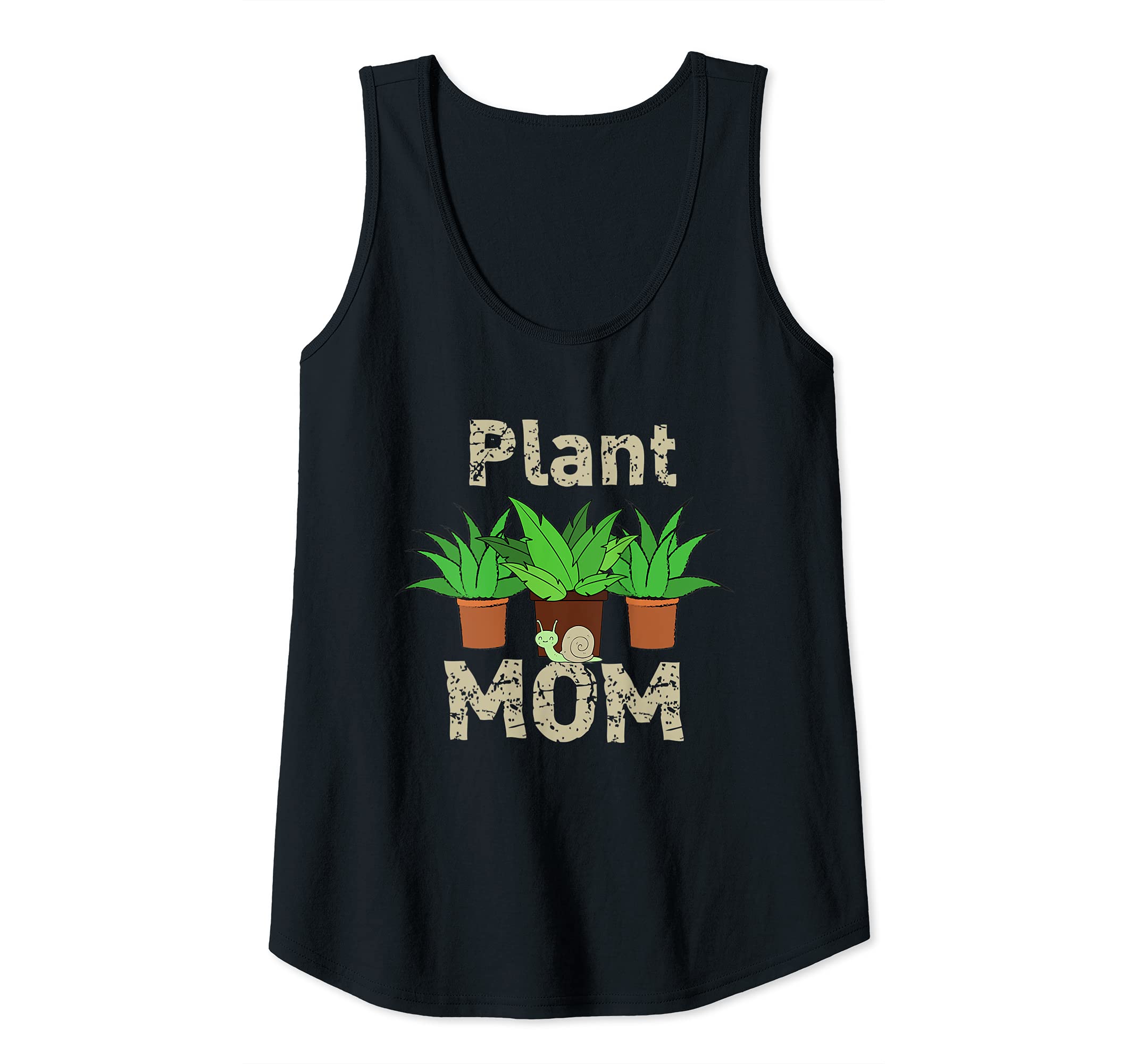 Womens Adorable Plant Mom with Snail Plants Lover Cactus Lover Tank Top