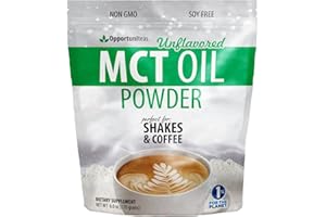 Opportuniteas MCT Oil Powder - Keto Creamer for Coffee, Tea, Drinks, Smoothies & Recipes - Perfect Supplement for Ketogenic Diet - Boost Energy & Mental Focus - Non GMO & Gluten Free - 6 oz