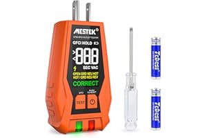 MESTEK Outlet Tester with GFCI - Electrical Receptacle Tester with LCD Digital Display, Outlet Socket Checker for Standard 3-Wire 120V Electrical Receptacles, Detects Common Wiring Problems
