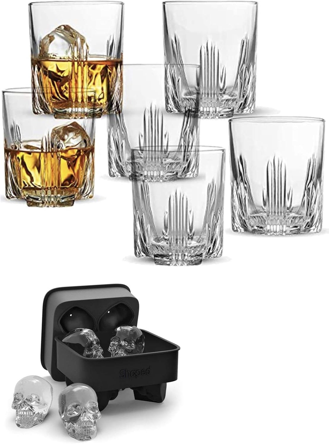 Whiskey Glass Set, Italian Crafted Whiskey Glasses 6 piece