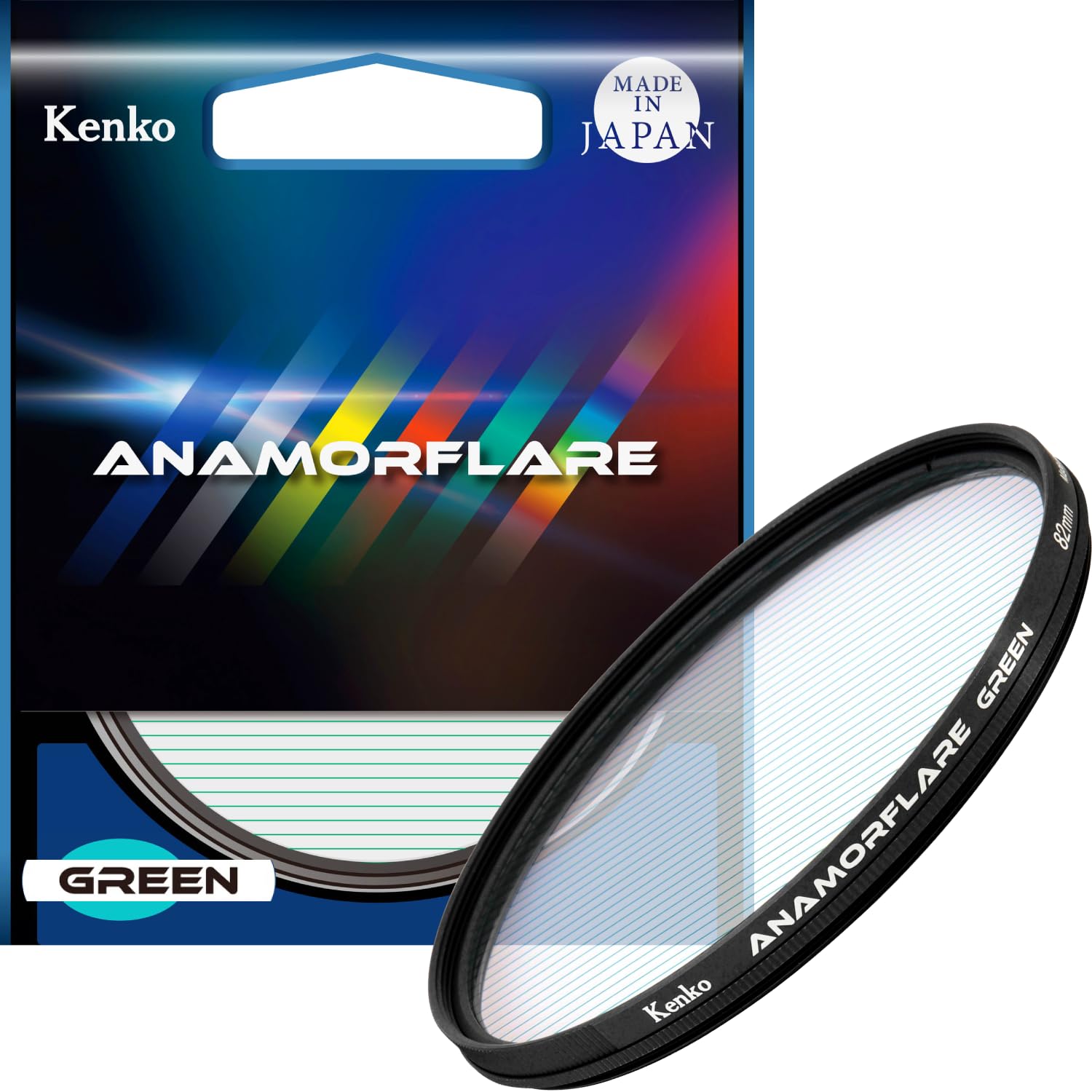 Kenko ANAMORFLARE Green φ82mm, Ray-Like Flare Effect Filter, Rotary Frame, Made in Japan, 549773