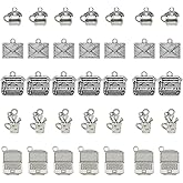 Honbay 50PCS Office Theme Charms Pendant Secretary Charms Laptop Letter Telephone Typewriter Pen Holder Pendants for Earring Necklace Bracelet Keychain Jewelry Craft Making