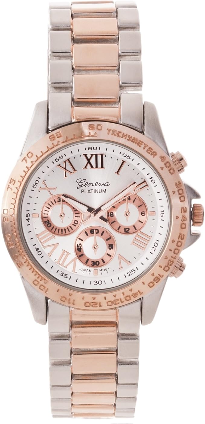 Geneva Platinum Womens TwoTone Tachymeter Analog Watch
