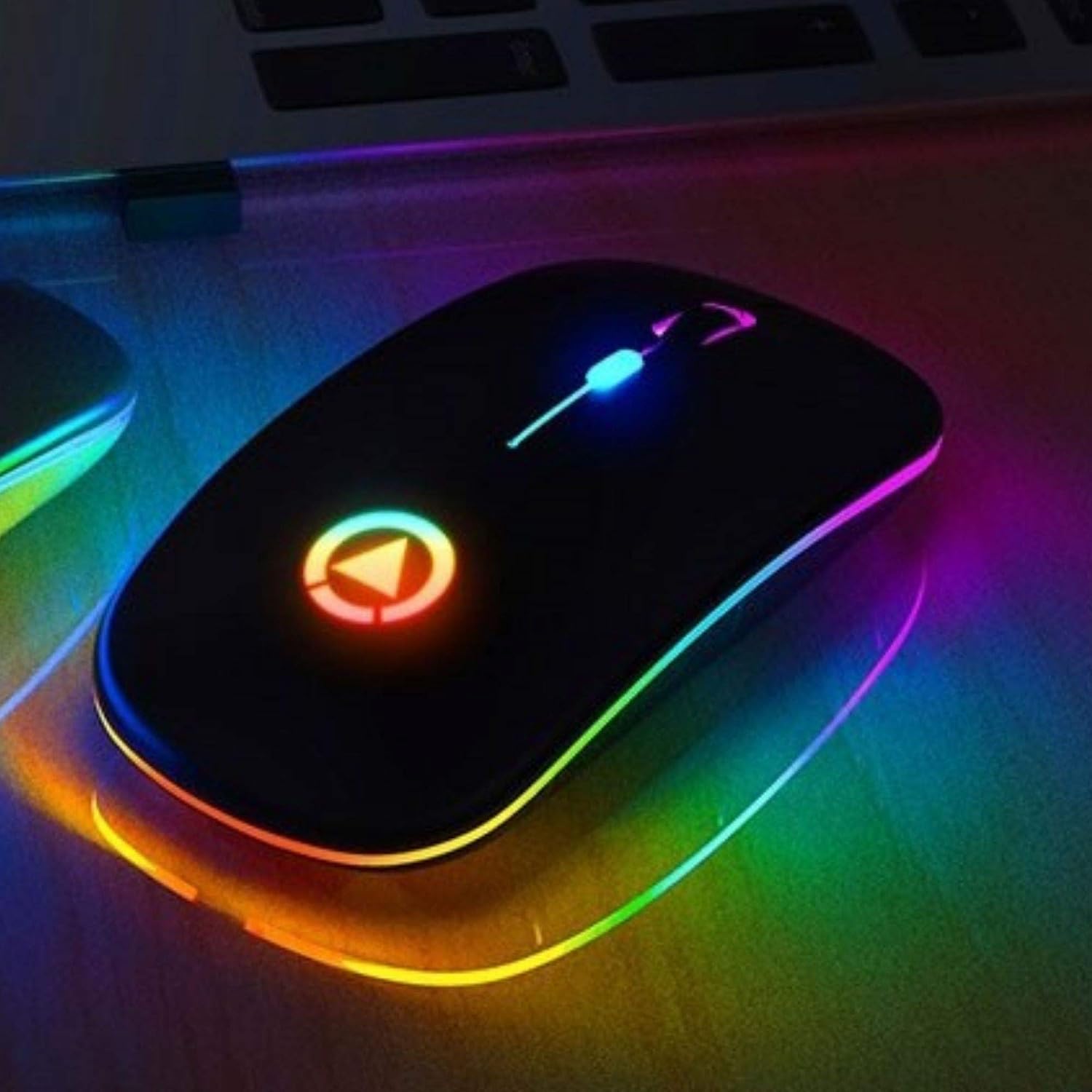 Unity Ultra Slim Silent 2.4G Wireless Mouse A2 Lightweight Portable LED Colour Light Rechargeable Mouse for Laptop (Colour: Black) - Image 5