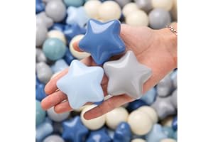 TRENDPLAY Star Ball Pit Balls for Toddlers -50 100 200 Count Star Balls Different Shapes, Non-Toxic Plastic Balls for Safe Play, Boys Girls Festival Party Decoration