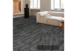 LITA 24" x 24" Indoor/Outdoor 0.25" Pile Height Loop Pile, Peel and Stick Carpet Tile, Gray Polypropylene, (18 Tiles) (72 sqf