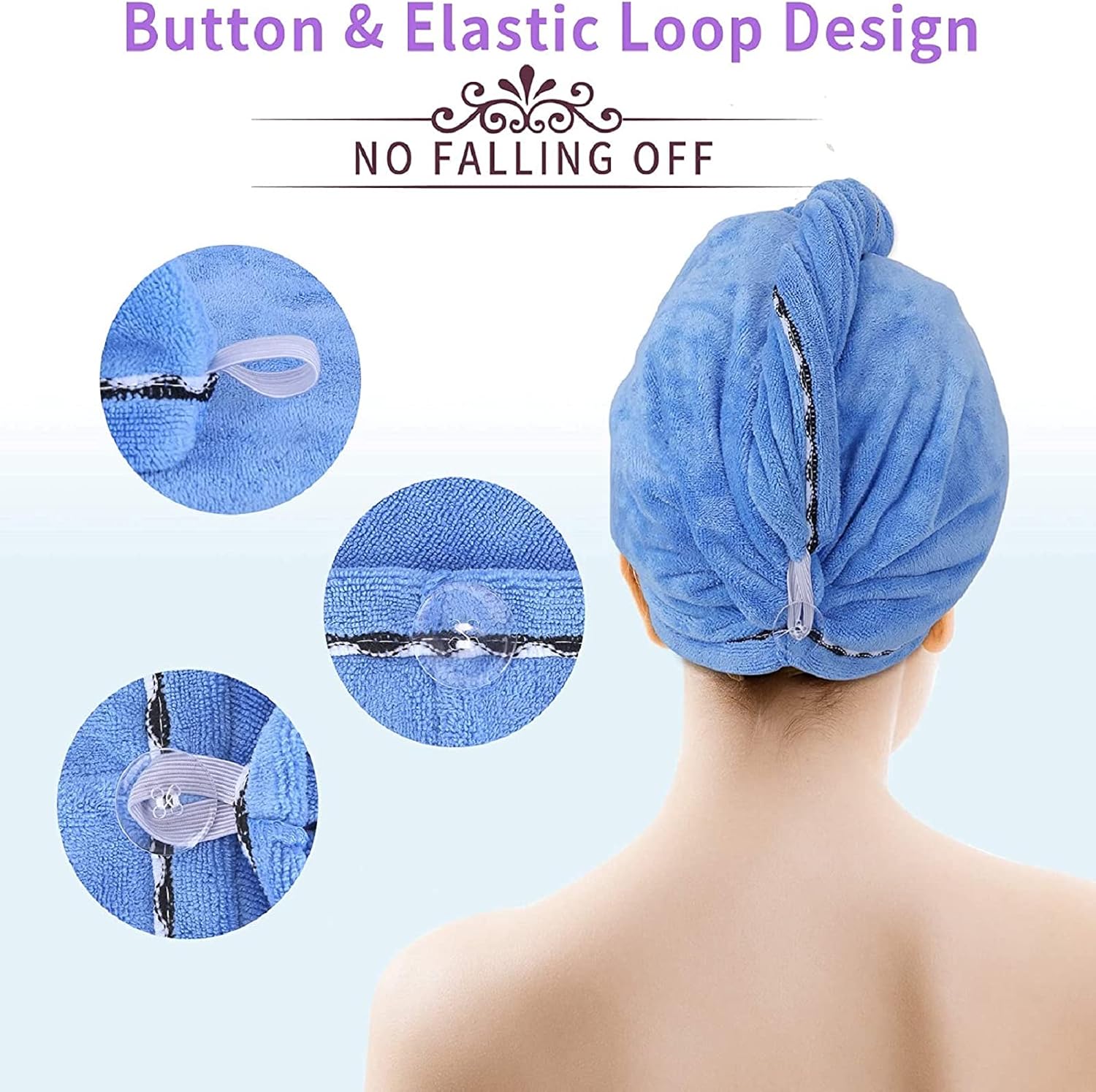 Microfiber Hair Towel,3 Packs Hair Turbans for Wet Hair, Drying Hair Wrap Towels for Curly Hair Women Anti Frizz,Super Absorbent Quick Dry Hair Turban for Drying Curly, Long & Thick Hair: Home Improvement