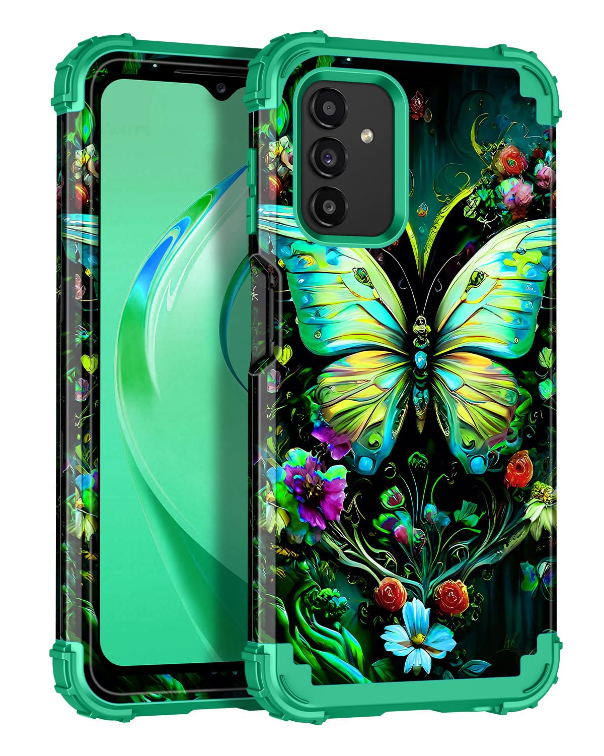Rancase Compatible with Galaxy A13 5G Case,Three Layer Heavy Duty Shockproof Protection Hard Plastic Bumper+Soft Silicone Rubber Protective Case for Samsung Galaxy A13 5G,Light Green