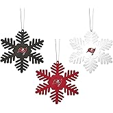 FOCO Tampa Bay Buccaneers NFL Christmas Ornament Set - 3 Piece Multi-Colored Metal Snowflakes Holiday Tree Decoration – Show Your Team Spirit with Officially Licensed Football Fan Decor