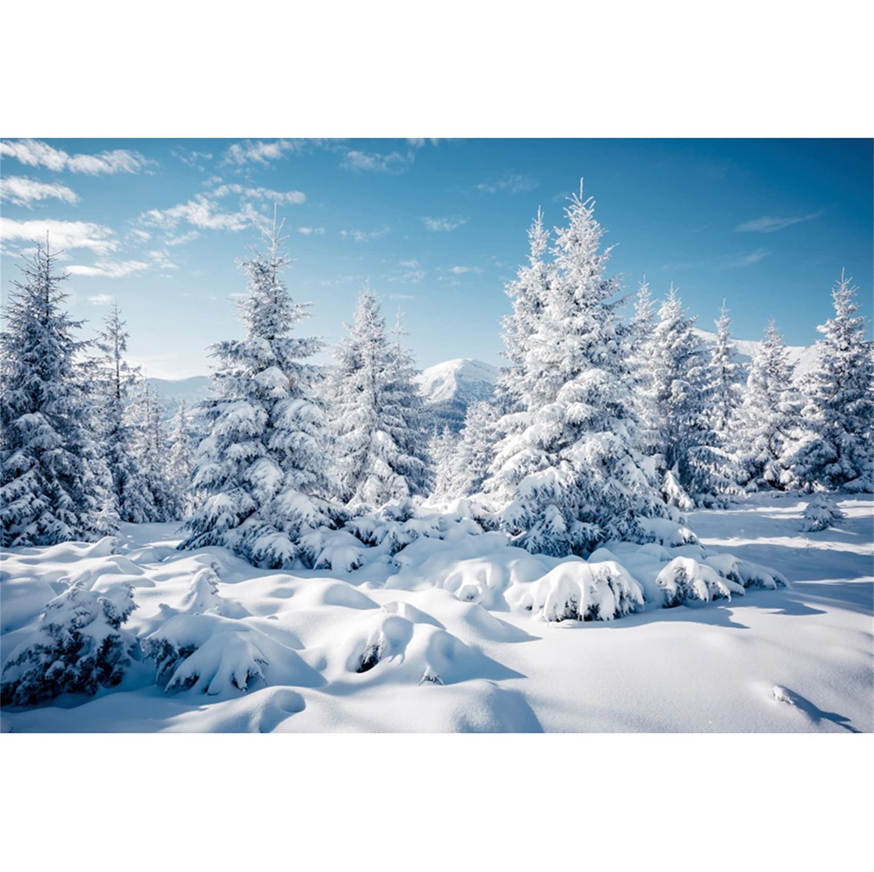 Ttincceer Winter Snow Backdrop 10x6.5ft Pine Forest Snow Mountain Snowy Scenery Photography Background Winter Holiday Outdoor Woodland Snow Backgrounds for Christmas Decor