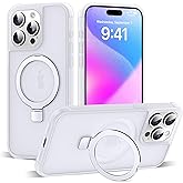 SKYLMW Compatible with iPhone 15 Pro Max Case with Invisible Magnetic O-Ring Stand Military-Grade Phone Case for iPhone 15 ProMax 6.7" [Compatible with Mag-Safe][Great Grip Feeling],Translucent