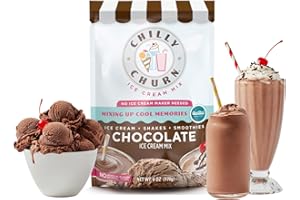 Chilly Churn Chocolate Flavored Ice Cream, Shakes & Smoothies, Use with Hand Mixer, Blender, Countertop Creamer, Ice Cream Machine & More, Gluten Free, Kosher, Makes 1.5 Quarts, 6 oz Pouch