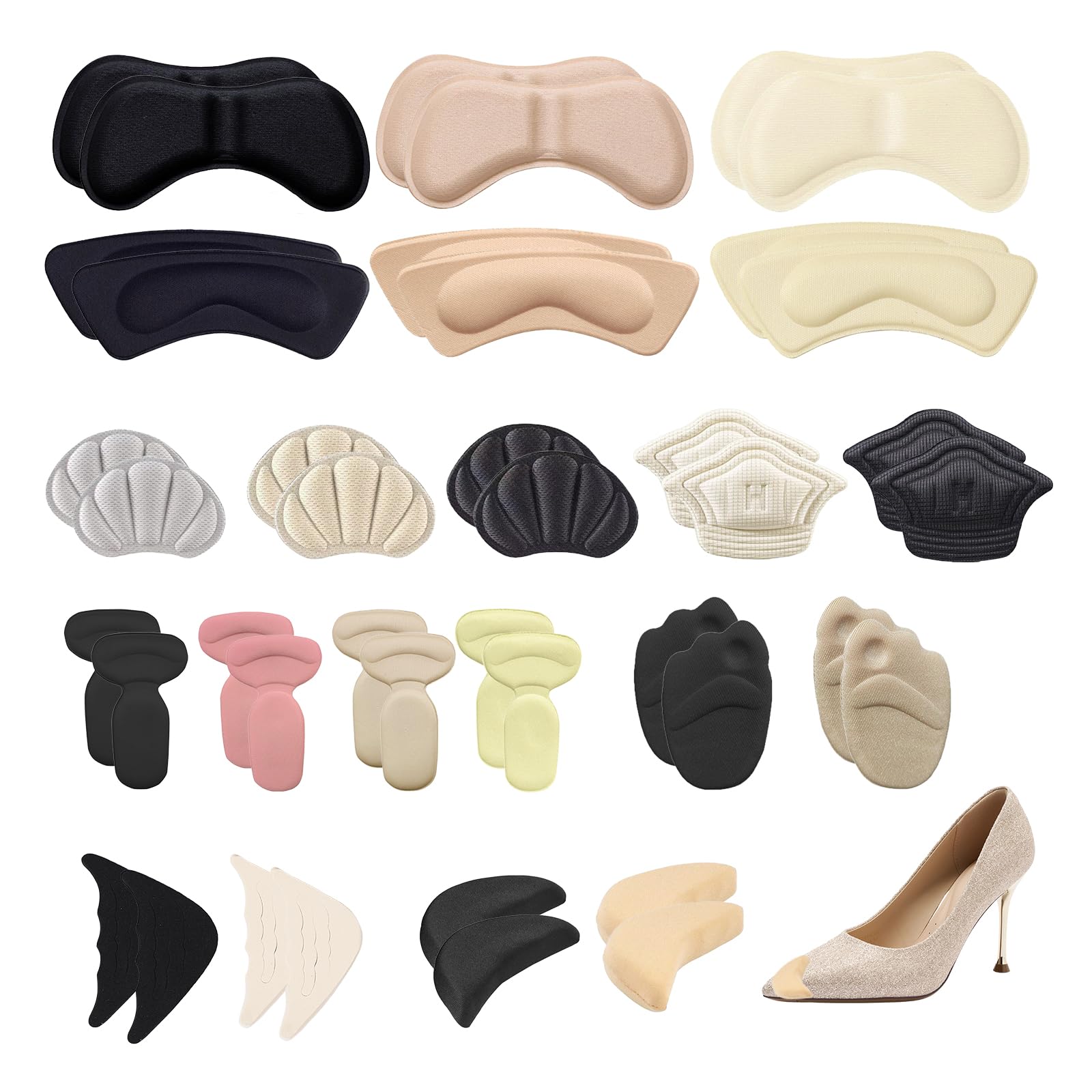Photo 1 of 21 Pairs of Shoe Filler Inserts for Loose Shoes, Shoe Filler for Too Big Shoes Women, Prevent Heel Slippage, Avoid Friction and Blisters, Soft and Comfortable, Suitable for Women and Men
