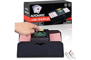 HJCMikee 1-2 Decks Automatic Card Shuffler with Optical Sensors, Electirc Shiffler for UNO Blackjack Skip-bo Playing Card Mixer Machine on Poker Game,USB Plug-in or AA Battery Operate