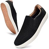 Puxowe Men's Slip On Casual Walking Shoes Breathable Mesh Versatile Loafers with Anti-Slip Sole and Comfortable Arch Support Fashion Sneakers for Men Size 7.5 US Black
