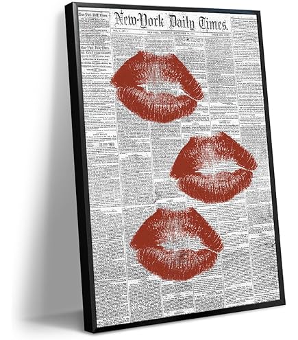 Affiche D'art Man Ray - Lips (Lèvres) 1966 - Surréalisme Rouge Et Gris - Format 21,25 X 36,75 Pouces - Neuf Sous Film