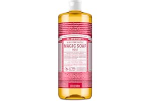 Dr. Bronner’s - Pure-Castile Liquid Soap (Rose, 946 mL) - Made with Organic Oils, 18-in-1 Uses: Face, Body, Hair, Laundry, Pe
