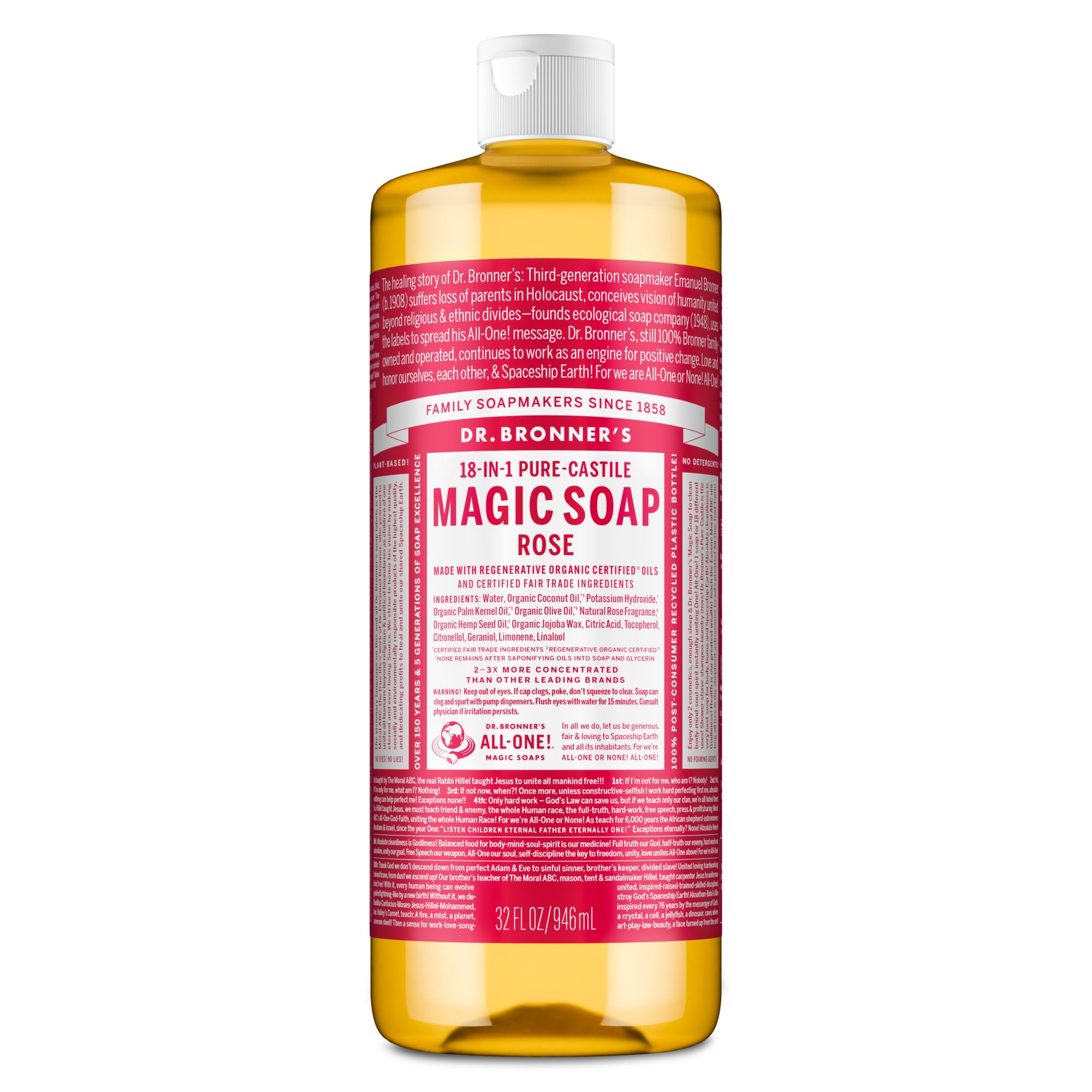 Dr. Bronner 'S Magic Soaps 18 In 1 Pure Castile Soaps Rose 946 ml
