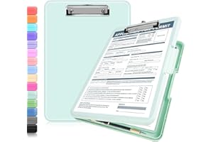 ANZNKU Clipboards with Storage, 13x9.6 Heavy Duty Nursing Clipboard Foldable, Plastic Storage Clipboard with Pen Holder, Cute Clip Board Folder for Teacher Nurse Work, School & Office Supplies(Green)