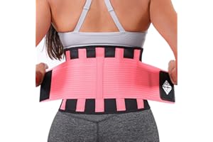 NEOHEALTH Back Brace for Lower Back Pain Women - Ultra Thin, Adjustable, Flexible, Supportive Belt for Men - Breathable Support Brace with Dual-Tension Straps & Industrial Pink M