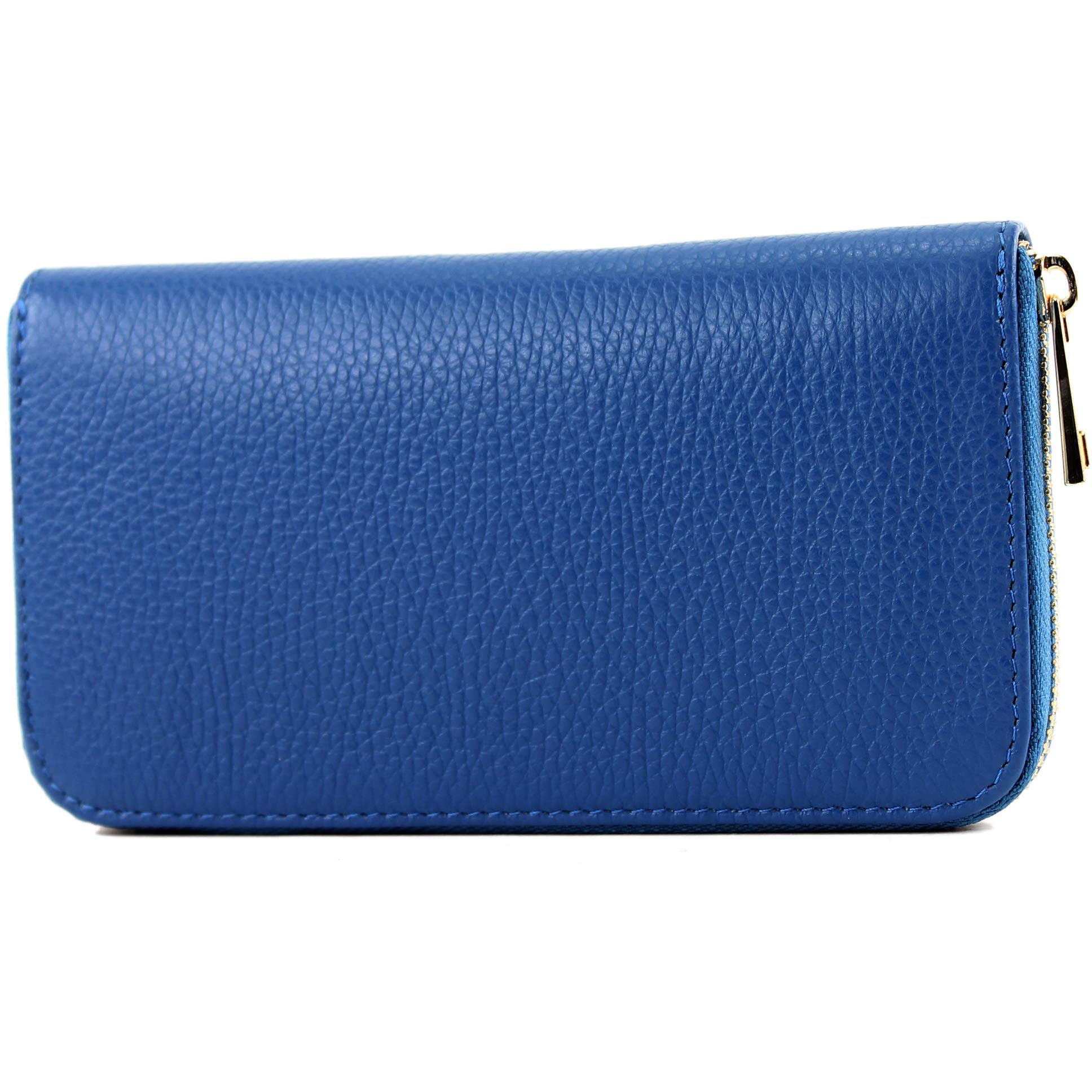 modamoda de - P02 - Italian women wallet, real leather, long, Colour:P02 Blue