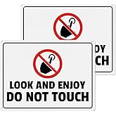 YIKIADA 2 Pack Look and Enjoy Do Not Touch Signs 6 x 8 Inch Aluminum Waterproof Signage Metal Reflective Sign for Business Museum Outdoor Indoor