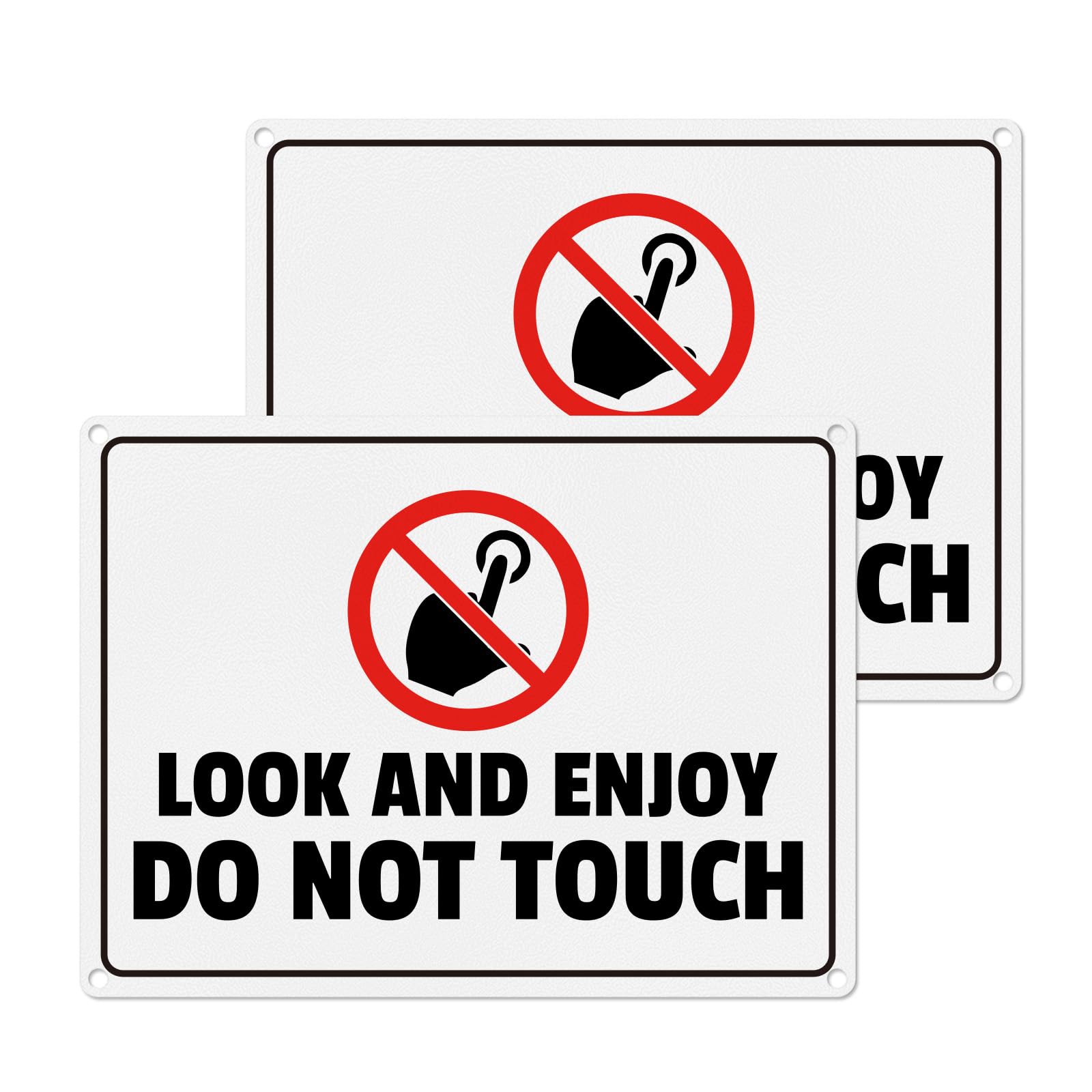 YIKIADA Look and Enjoy Do Not Touch Sign 200 x 150 mm Aluminum Waterproof Sign Metal Reflective Signals for Business Museum Outdoor Indoor 2 PCS