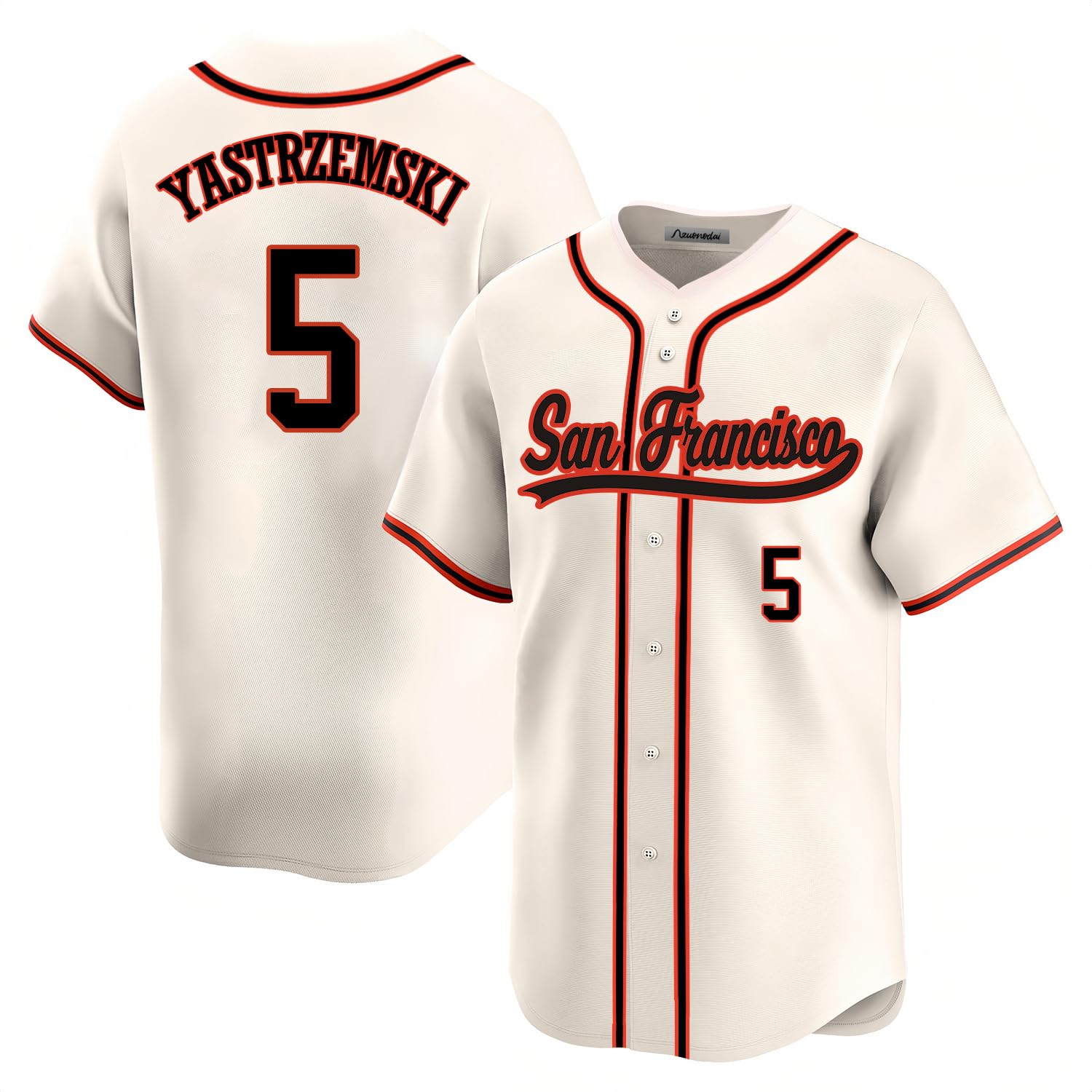 Photo 1 of Custom Mens/Women/Youth San Francisco Cream Mike Yastrzemski Baseball Stitched T-Shirt for Sports Fan