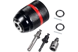 YUEARN Keyless Drill Chuck for Milwaukee,1/2-20UNF Mount 1.5-13mm Self-tighten Drill Chuck for Multiple Purposes,Including 3/8" SDS-Plus Shank,1/4" Hex Shank,1/2" Impact Wrench Adapter