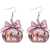 Cute Hnadmade Thanksgiving Lightweight Wood Dangle Drop Earrings Funny Fall Turkey Pumpkin Maple Leaf Wooden Earrings for Women Autumn Holiday Jewelry Gifts