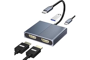 Laptop Docking Station Dual Monitor, USB C Docking Station Double Monitor for Dell/HP/Lenovo/Mac, Dual HDMI Adapter for 2 Mon