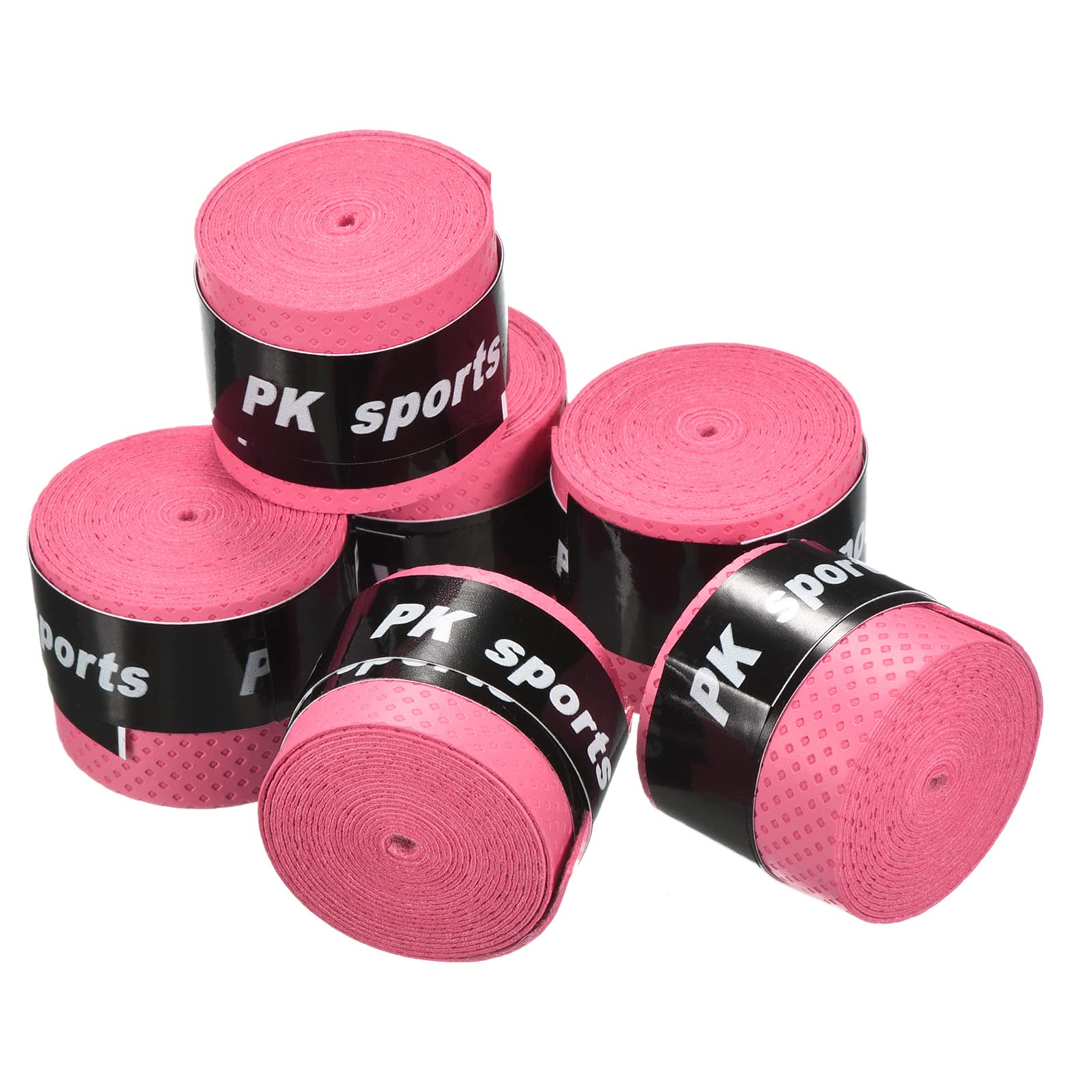 PATIKIL 43.3" Tennis Racket Grip Tape, 6 Pack PU Overgrip Round Groove Non-Slip Absorb Sweat for Badminton Fishing Rod, Red